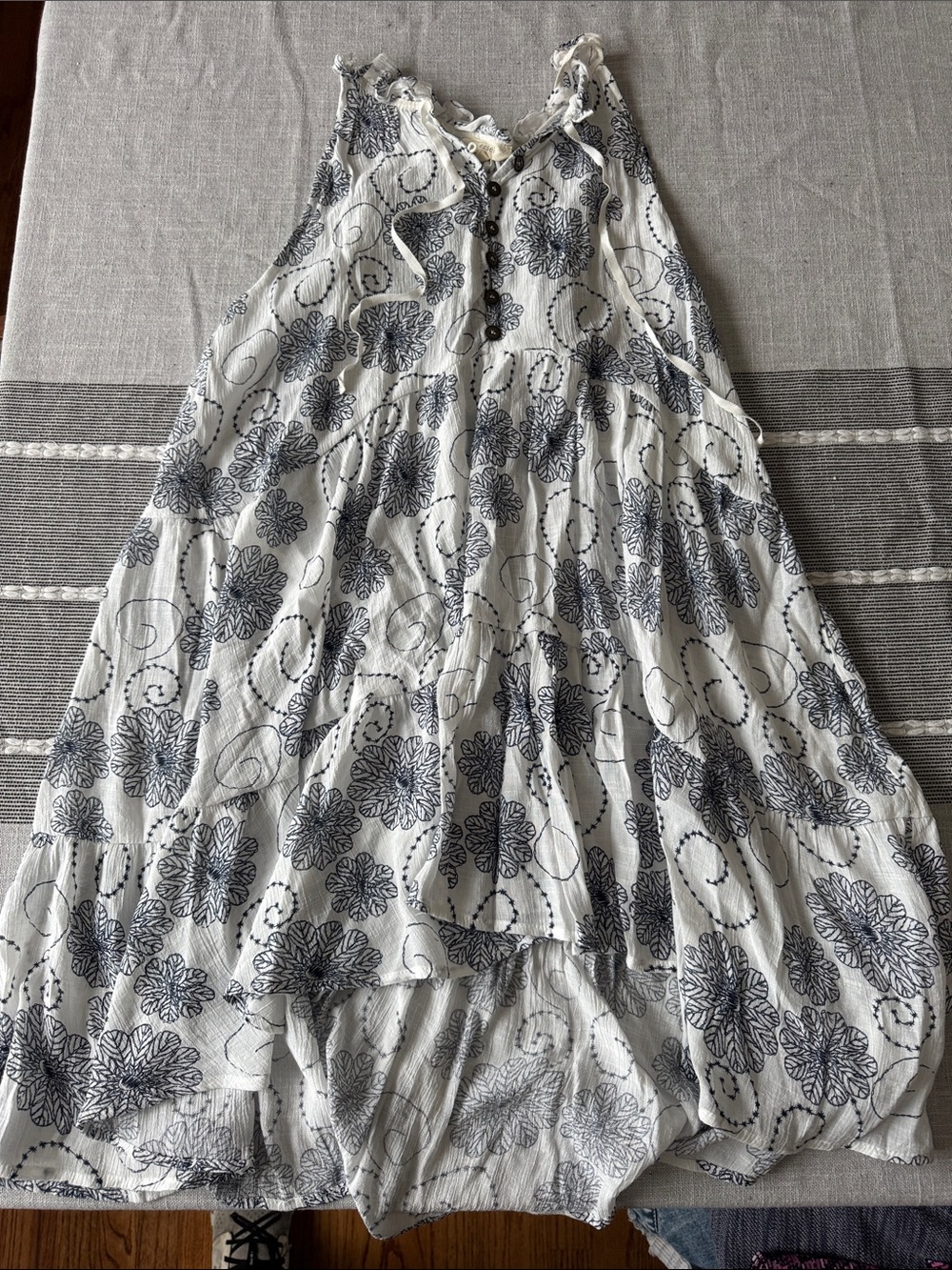 Flowy White Floral Tiered boho top